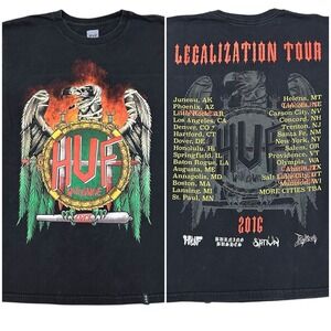 HUF Legalization T-Shirt World Wide Tour 2016 Sz S Slayer‎ Stoner Weed Marijuana